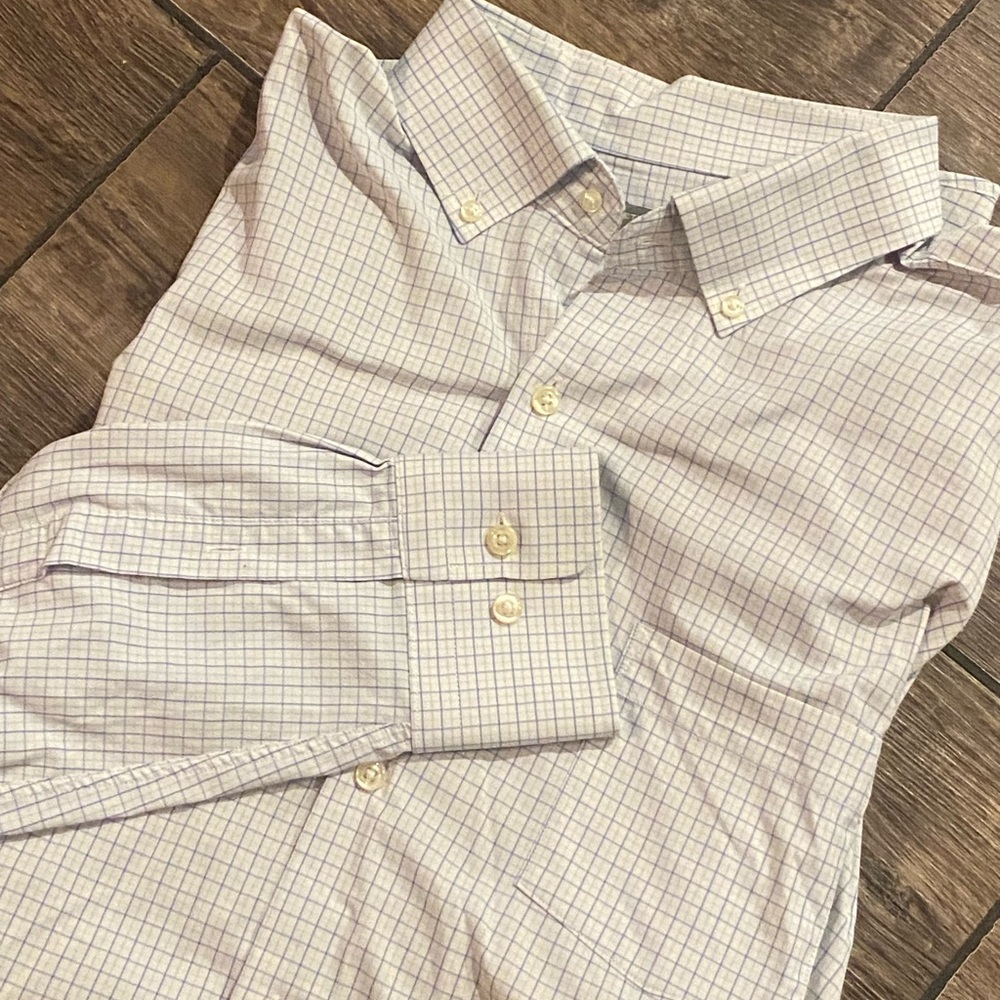 Peter Millar Men's XL Dress Shirt - White and Blue Check